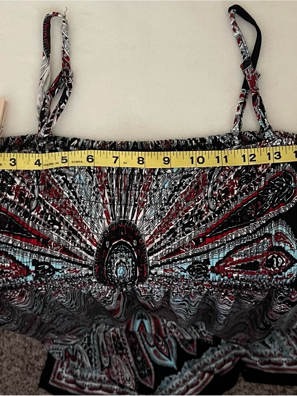 Sleeveless Bohemian Mandala Print Maxi Dress in Red & Blue - Picture 6 of 12